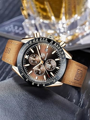 Mens Watches Analog Quartz Chronograph Waterproof Luminous Men's Wrist Watches Business Casual Fashion Designer Big Face Dress Watch