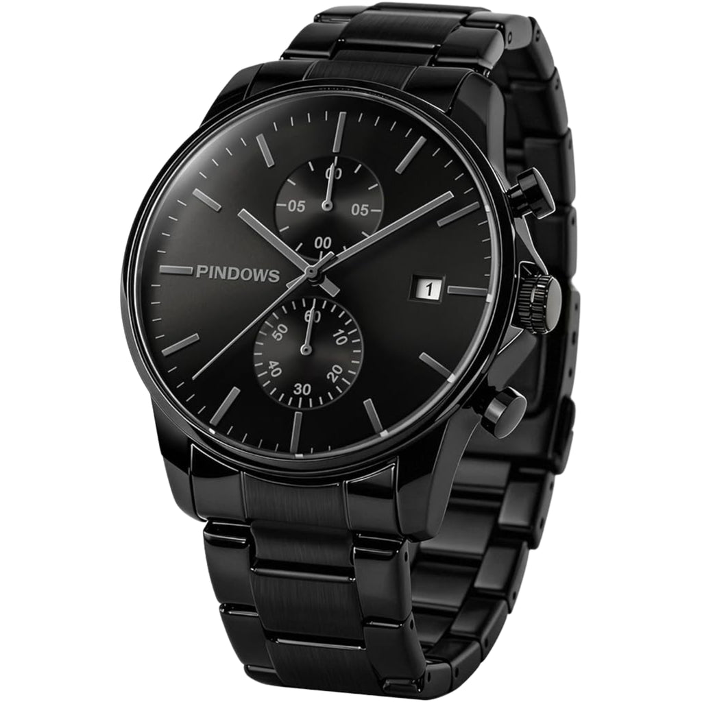 Mens Watches Fashion Minimalist Business Heavy Duty Stainless Steel Waterproof Chronograph Quartz Watch with Auto Date