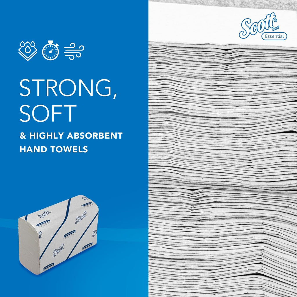 Scott Essential 2 Ply Narrow Fold Paper Hand Towels 2640 Sheets – Soft Absorbent White Multifold Towels