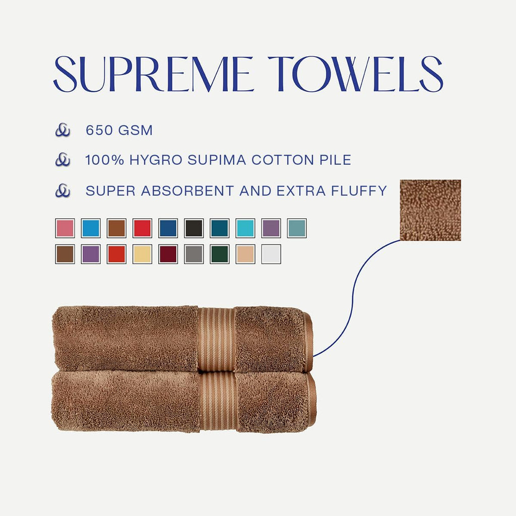Christy Supreme Hygro 6 Piece Towel Set – 100% Supima Cotton, Ultra Soft, Super Absorbent, 650 GSM, Mocha Brown
