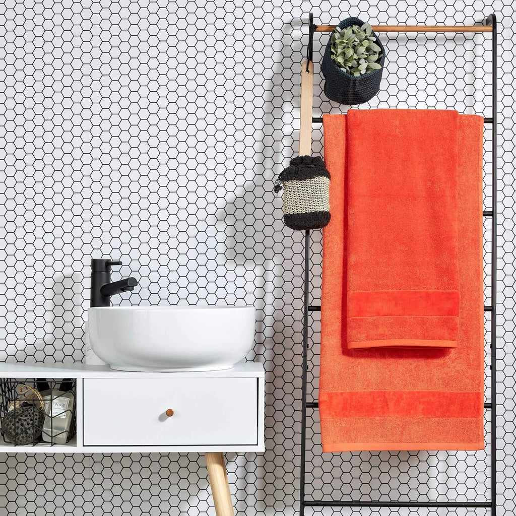 Christy Prism 6 Piece Bath Towel Set – 100% Turkish Cotton Super Soft Quick Dry Orangeade Orange