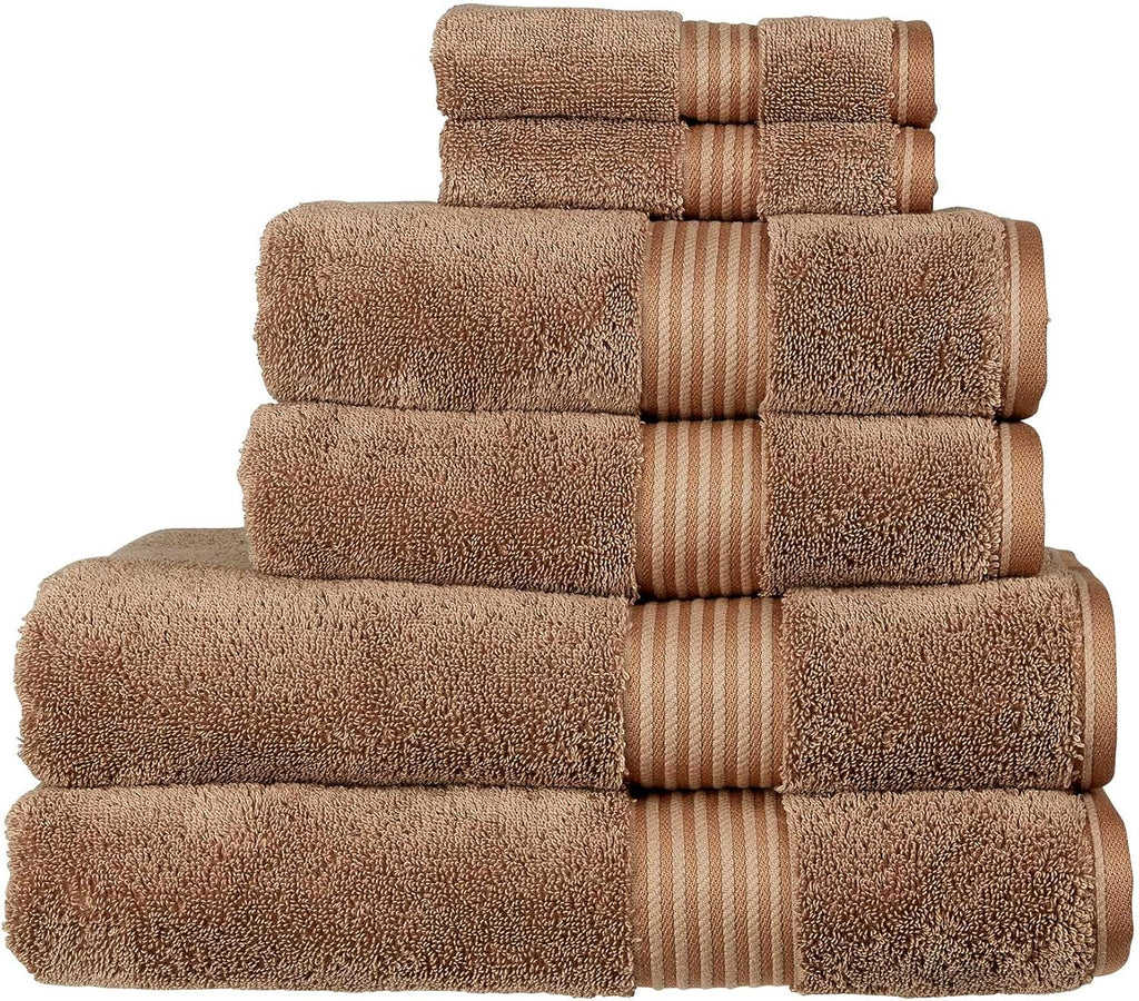 Christy Supreme Hygro 6 Piece Towel Set – 100% Supima Cotton, Ultra Soft, Super Absorbent, 650 GSM, Mocha Brown