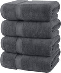 Utopia Towels 4 Piece Bath Towels Set – 100% Ring Spun Cotton Quick Dry Absorbent Grey Towels 69x137cm