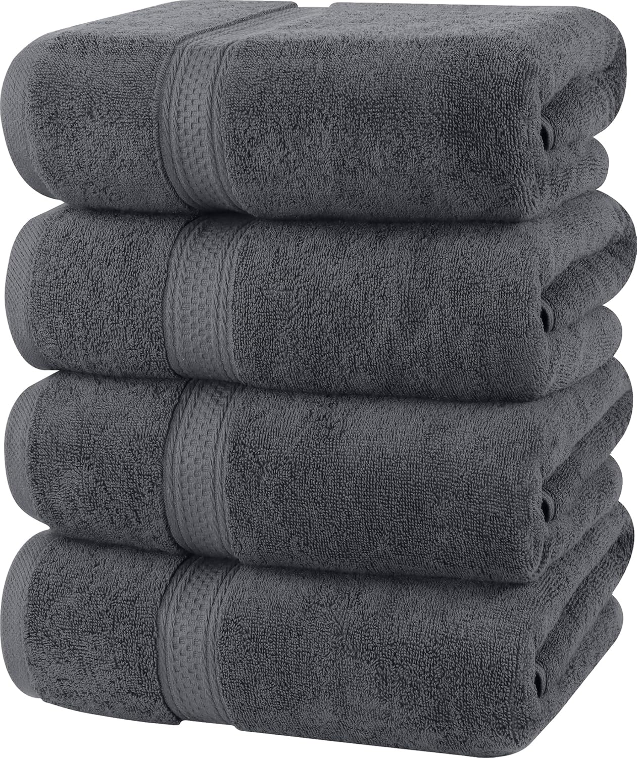 Utopia Towels 4 Piece Bath Towels Set – 100% Ring Spun Cotton Quick Dry Absorbent Grey Towels 69x137cm