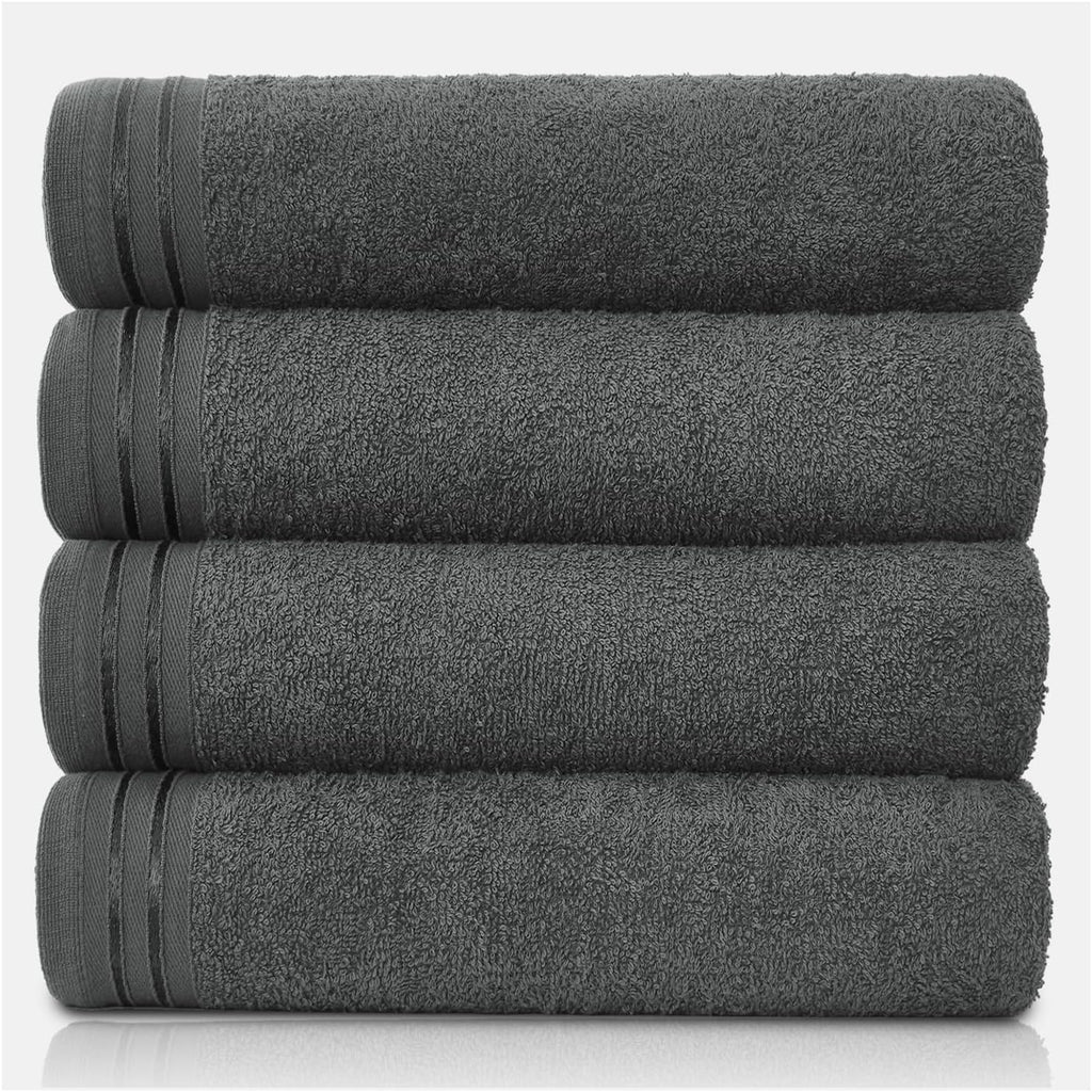 GC GAVENO CAVAILIA 4 Pack Egyptian Cotton Bath Sheets – Large Charcoal Quick Dry Towels 75x135cm