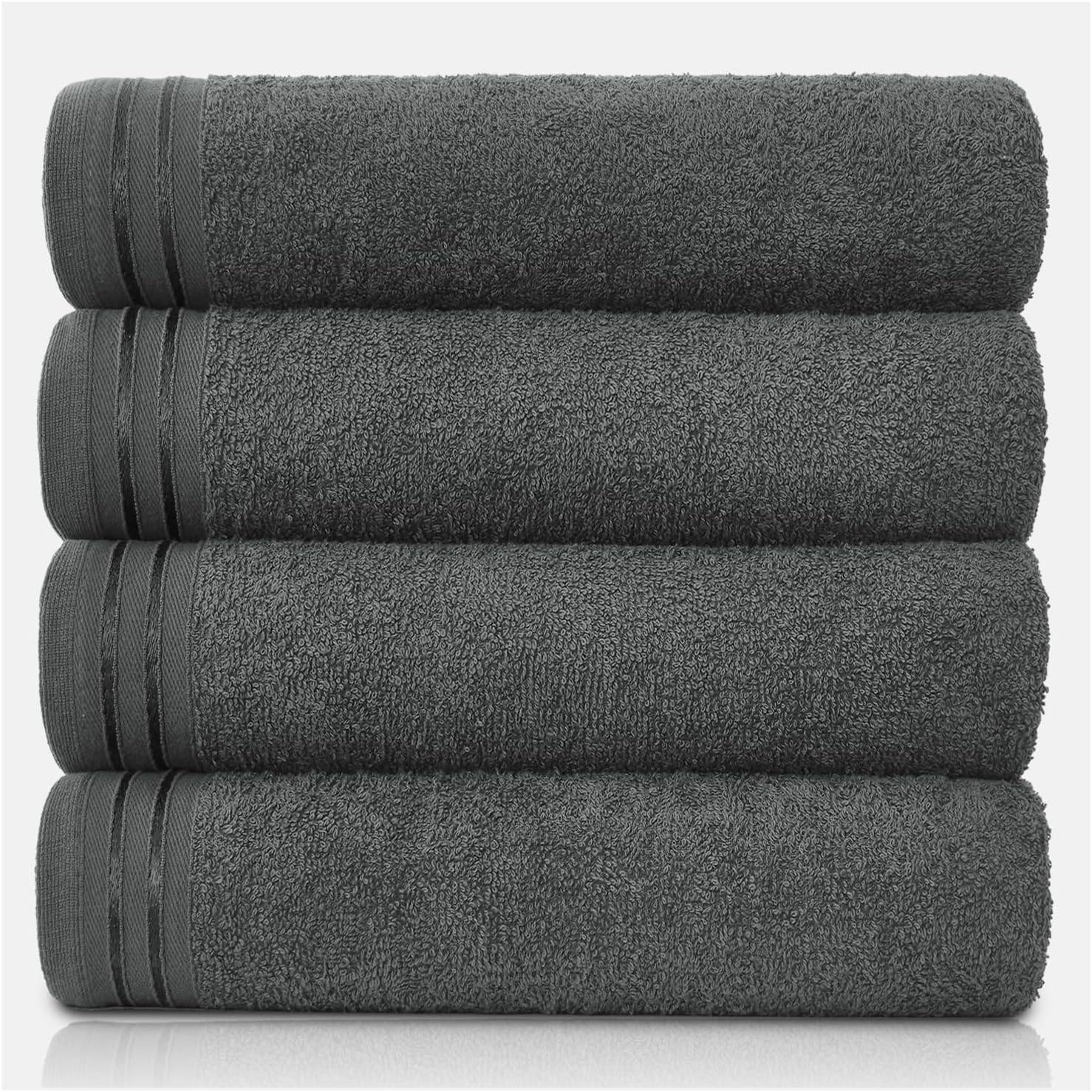 GC GAVENO CAVAILIA 4 Pack Egyptian Cotton Bath Sheets – Large Charcoal Quick Dry Towels 75x135cm