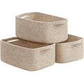 Storage Baskets 3 Pack Rope Basket Set White & Brown