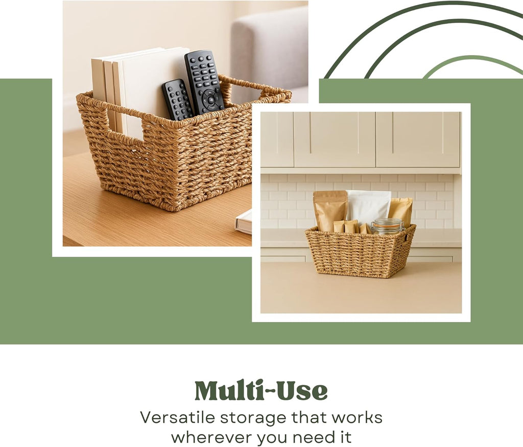 Straame Seagrass Storage Baskets Set of 4 with Handles