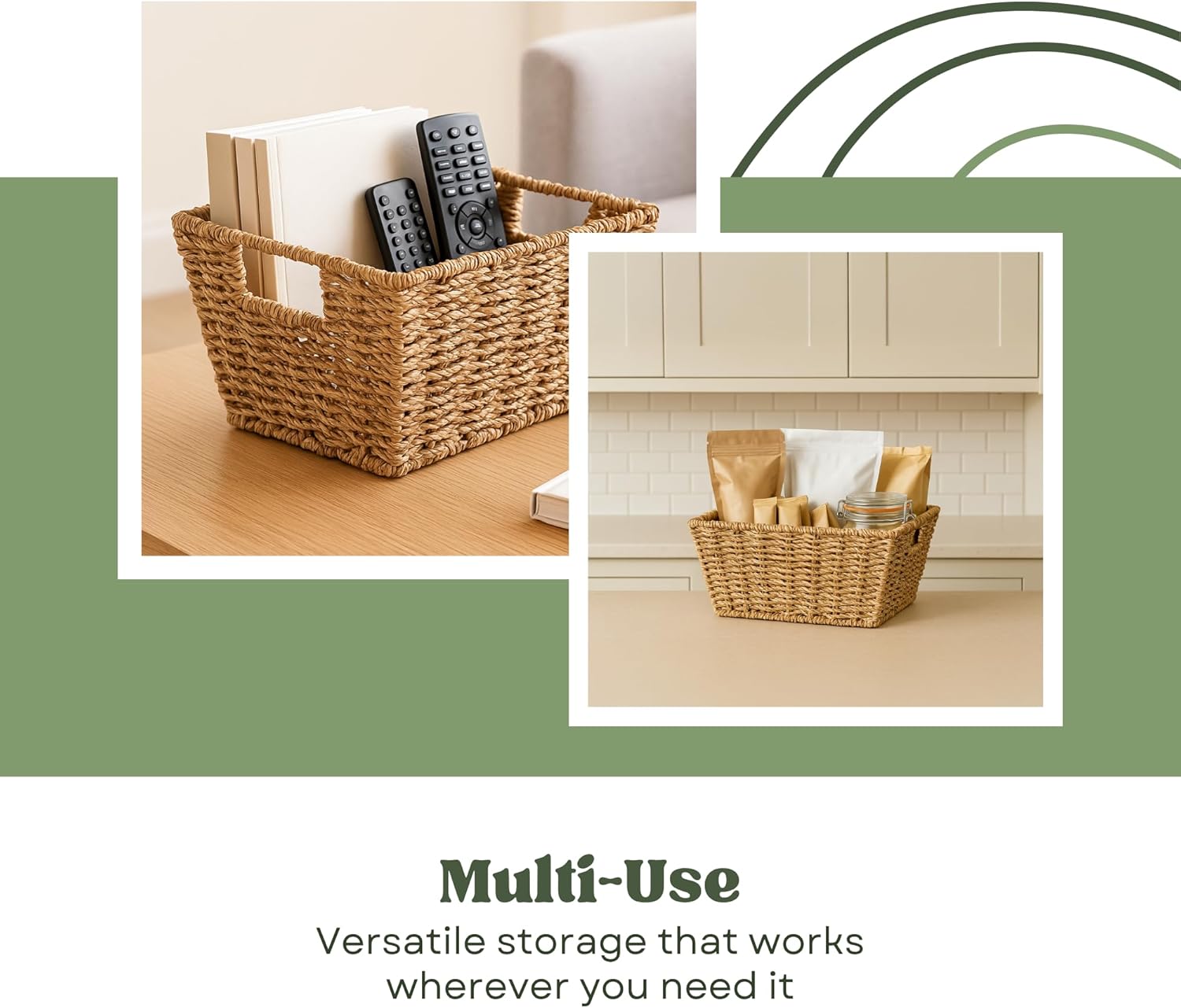 Straame Seagrass Storage Baskets Set of 4 with Handles