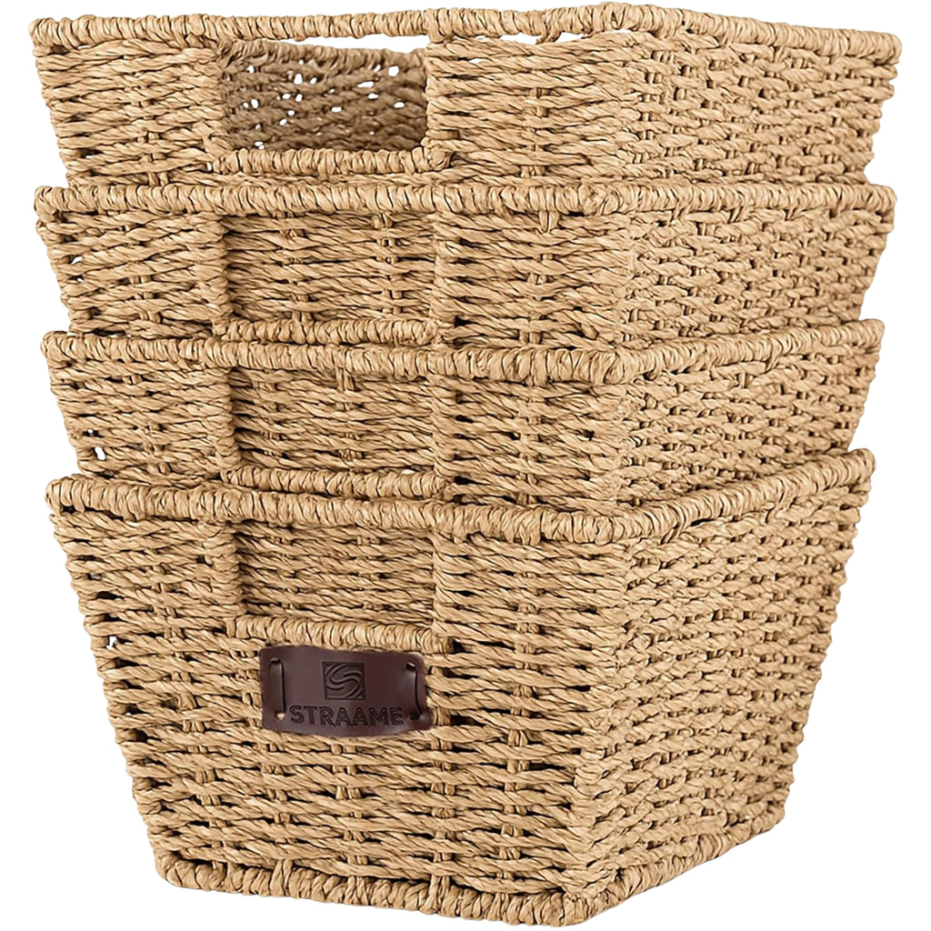Straame Seagrass Storage Baskets Set of 4 with Handles