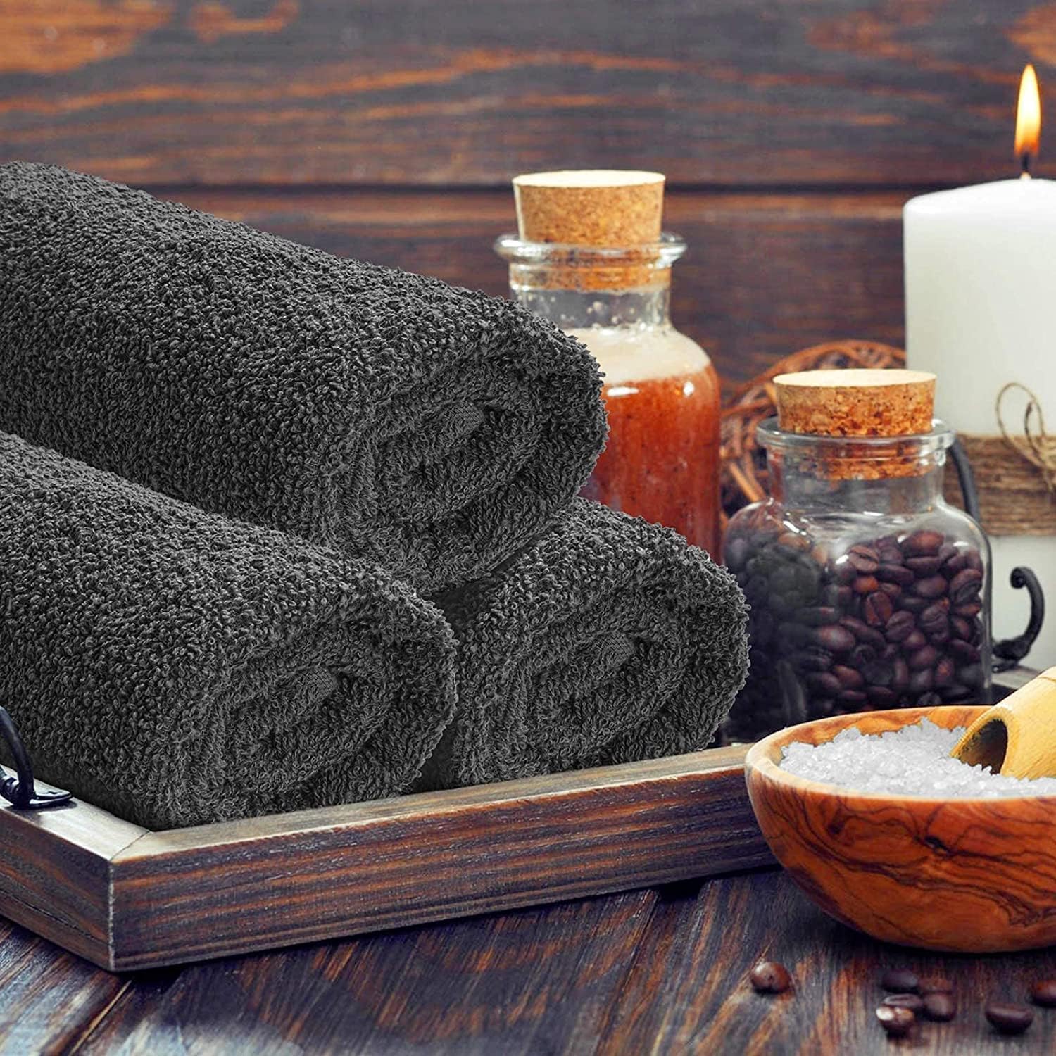 SweetNeedle 4-Piece Bath Towel Set – 100% Cotton, Quick Dry, Highly Absorbent, 70x140 cm, Charcoal