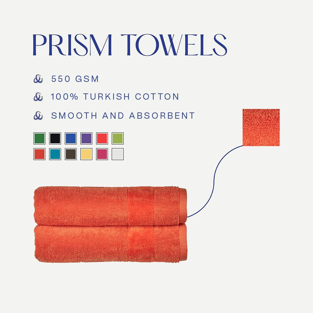 Christy Prism 6 Piece Bath Towel Set – 100% Turkish Cotton Super Soft Quick Dry Orangeade Orange