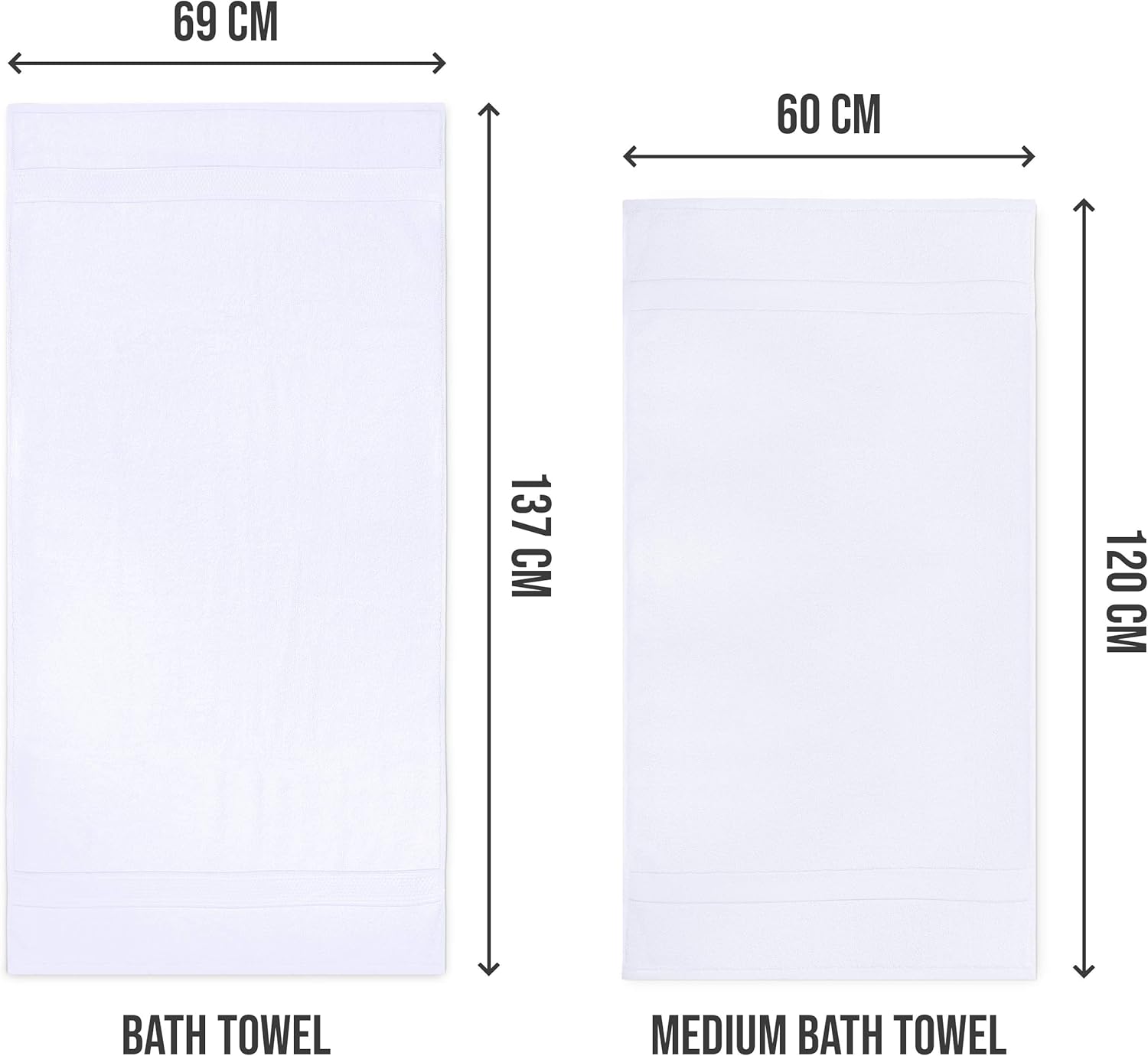 Utopia Towels 6 Pack Bath Towel Set – 100% Ring Spun Cotton Quick Dry White Towels 60x120cm