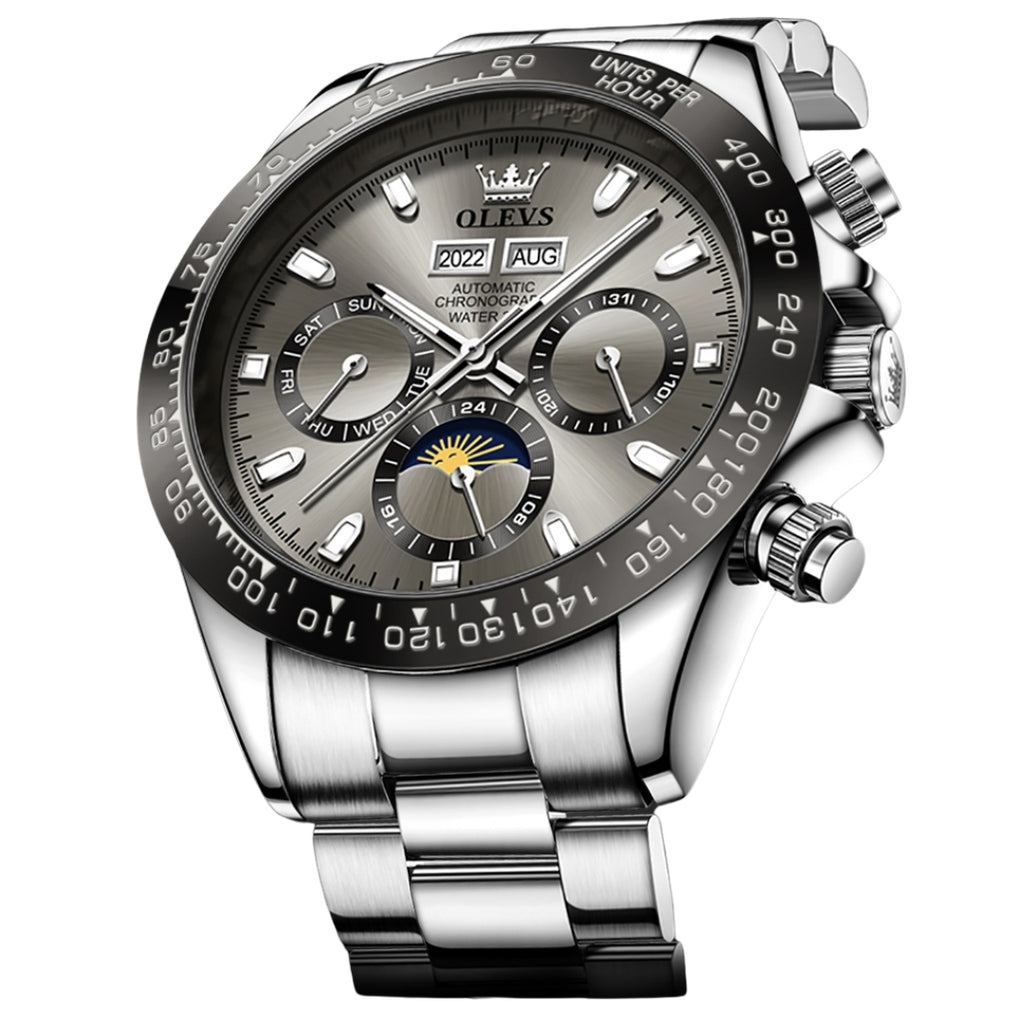 6654 Luxury Men's Automatic Watch – Chronograph Mechanical Waterproof Wristwatch with Luminous Display & Date Function