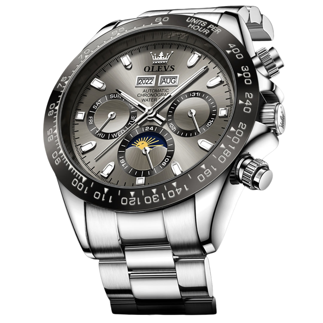 6654 Luxury Men's Automatic Watch – Chronograph Mechanical Waterproof Wristwatch with Luminous Display & Date Function