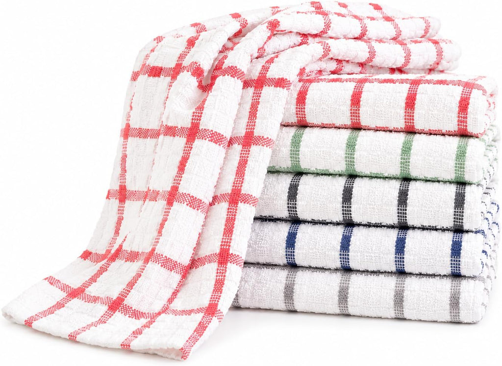 Tea Towels Set of 3 – Extra Large 70x40 cm, 100% Cotton Terry, Soft, Absorbent, Lint-Free, Assorted Blue