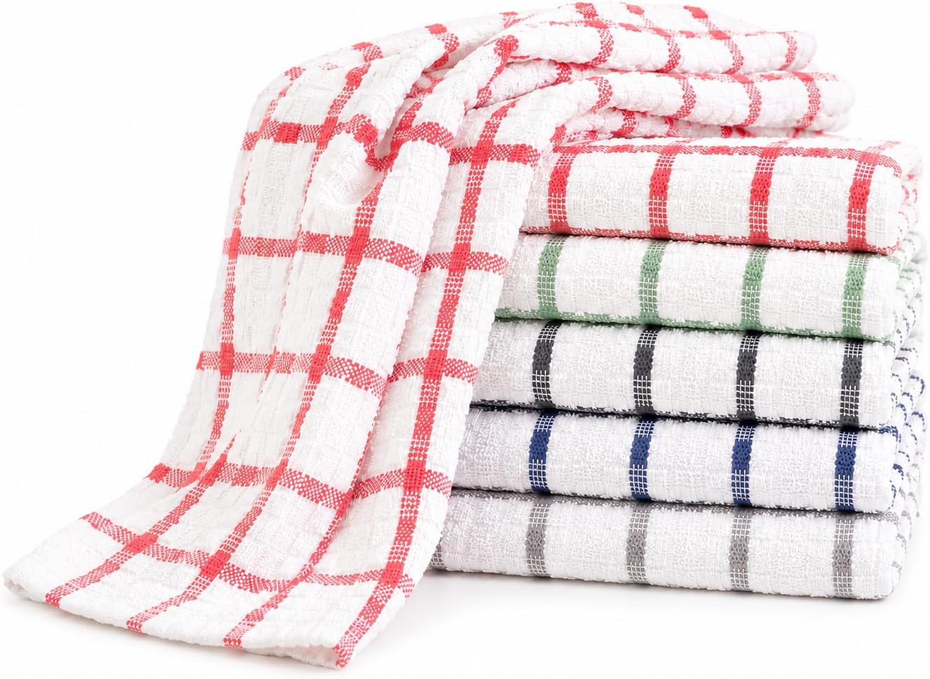 Tea Towels Set of 3 – Extra Large 70x40 cm, 100% Cotton Terry, Soft, Absorbent, Lint-Free, Assorted Blue
