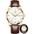 Watches for Men Business Casual Analog Quartz Watch Black/Brown Leather Strap Luminous Waterproof Calendar Men Wrist Watch