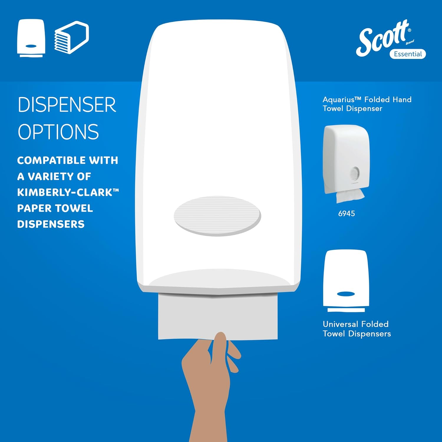 Scott Essential 2 Ply Narrow Fold Paper Hand Towels 2640 Sheets – Soft Absorbent White Multifold Towels