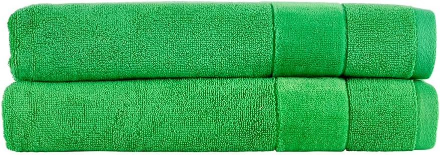 Christy Prism 2-Piece Bath Towel Set – 100% Turkish Cotton, Super Soft, Quick Dry, Absinthe Green