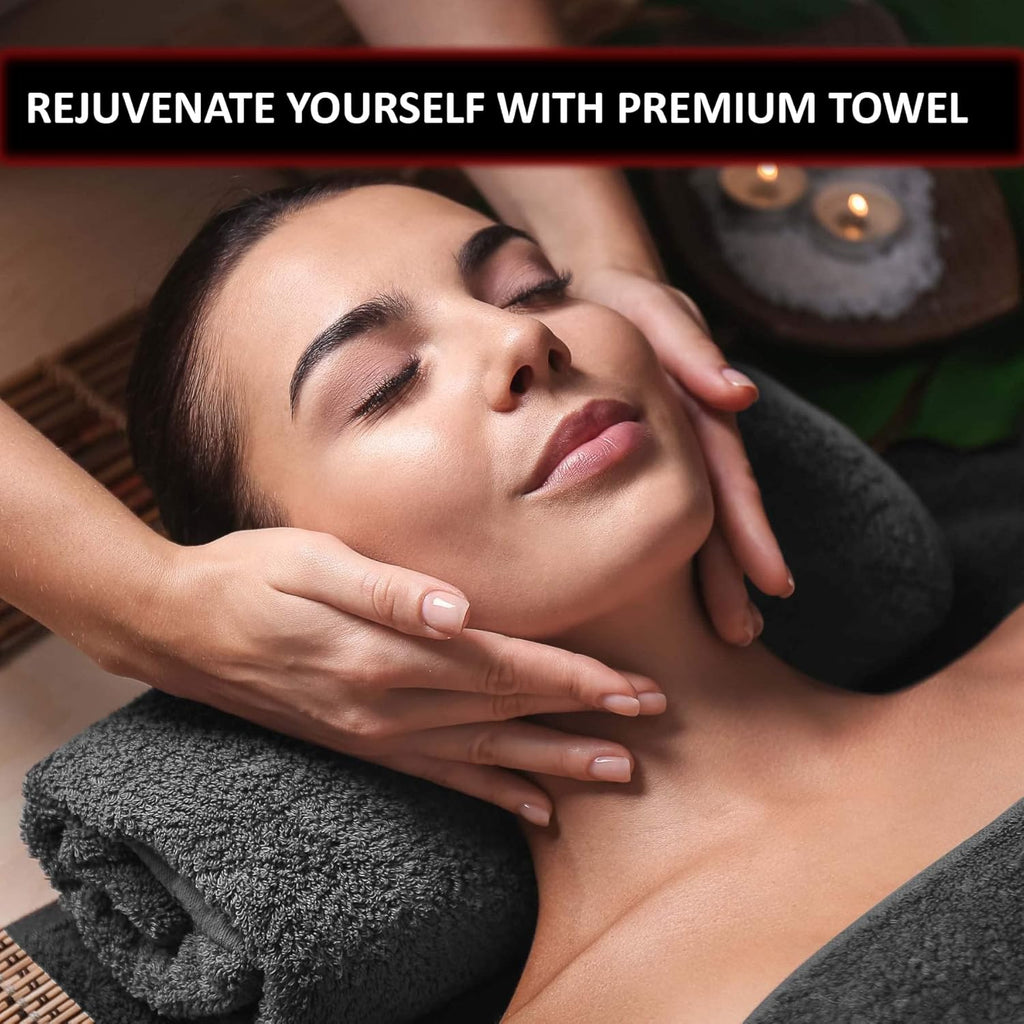SweetNeedle 4-Piece Bath Towel Set – 100% Cotton, Quick Dry, Highly Absorbent, 70x140 cm, Charcoal