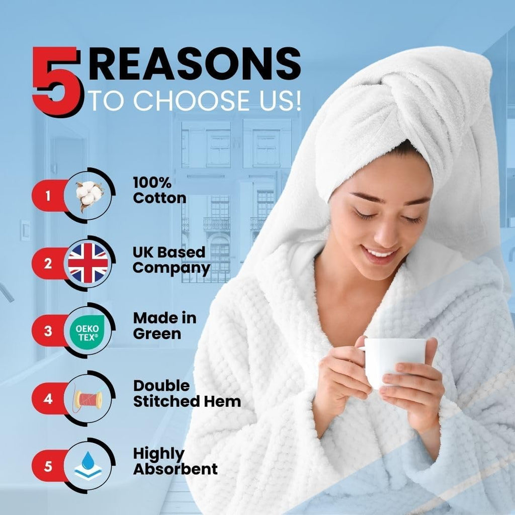 Infinitee Xclusives Bath Towels Set of 2 – 100% Ring-Spun Cotton Soft Absorbent Towels 70x140cm White