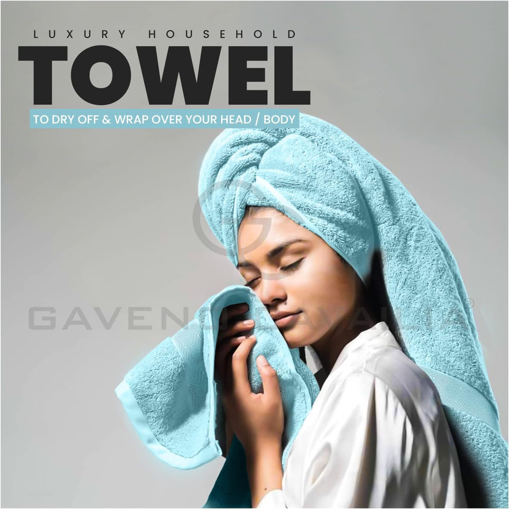 GC GAVENO CAVAILIA 10 Piece Cotton Towel Set – Soft Absorbent Aqua Bathroom Towels 450 GSM