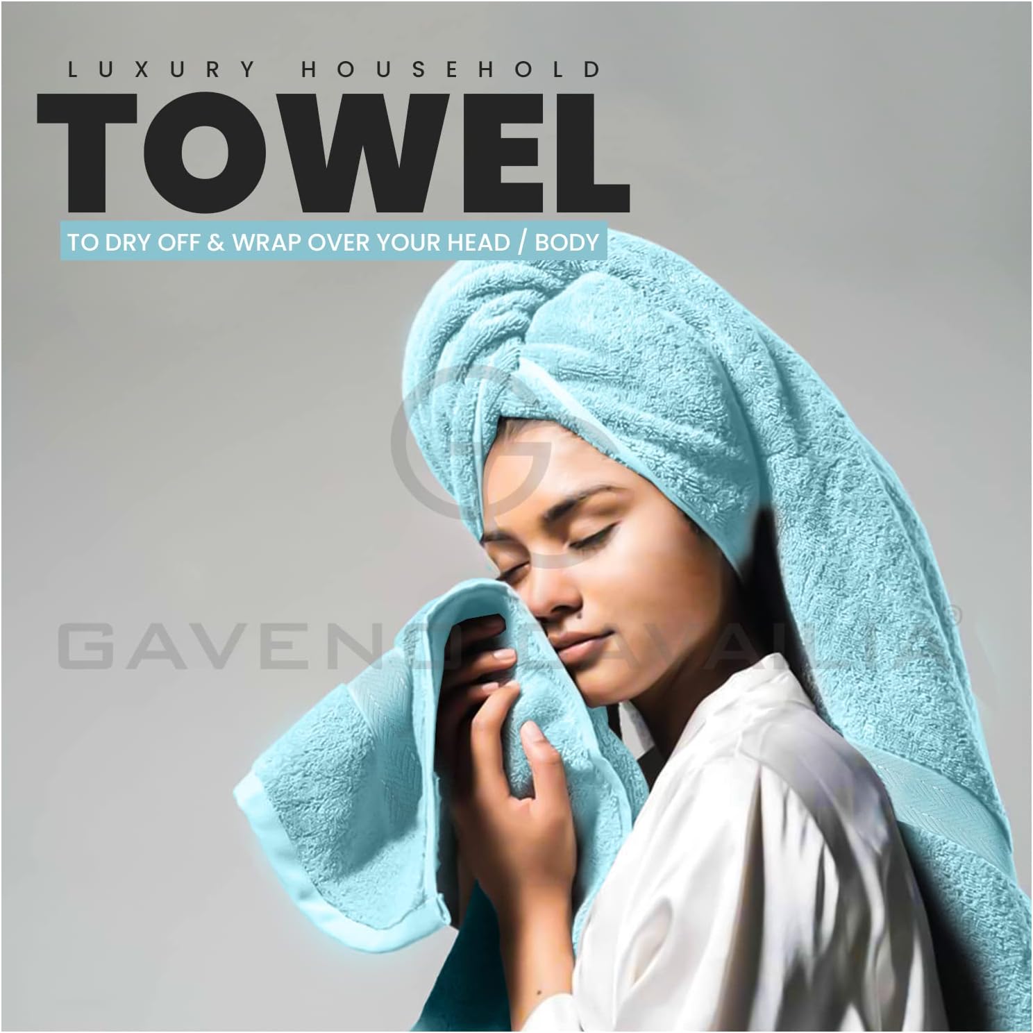 GC GAVENO CAVAILIA 10 Piece Cotton Towel Set – Soft Absorbent Aqua Bathroom Towels 450 GSM