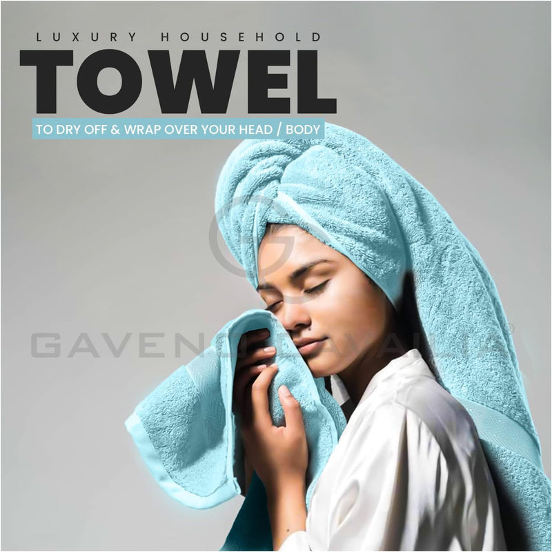 GC GAVENO CAVAILIA 10 Piece Cotton Towel Set – Soft Absorbent Aqua Bathroom Towels 450 GSM