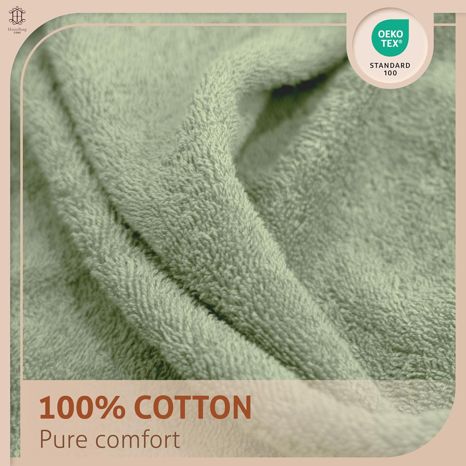 Core 4-Piece Towel Set – Soft Cotton, Absorbent Bath Towels 65x135 cm, Moss Green