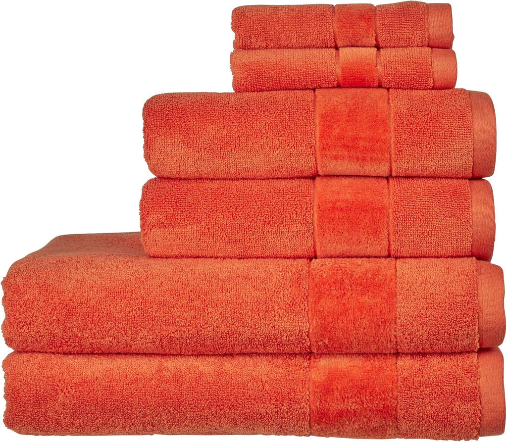 Christy Prism 6 Piece Bath Towel Set – 100% Turkish Cotton Super Soft Quick Dry Orangeade Orange