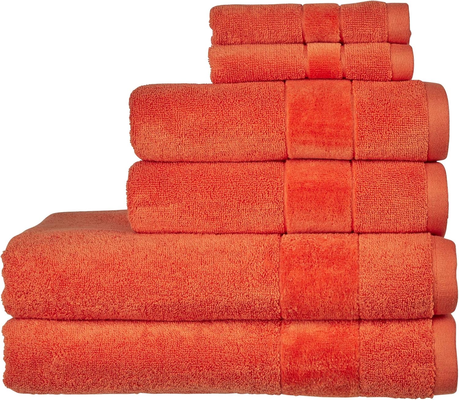 Christy Prism 6 Piece Bath Towel Set – 100% Turkish Cotton Super Soft Quick Dry Orangeade Orange