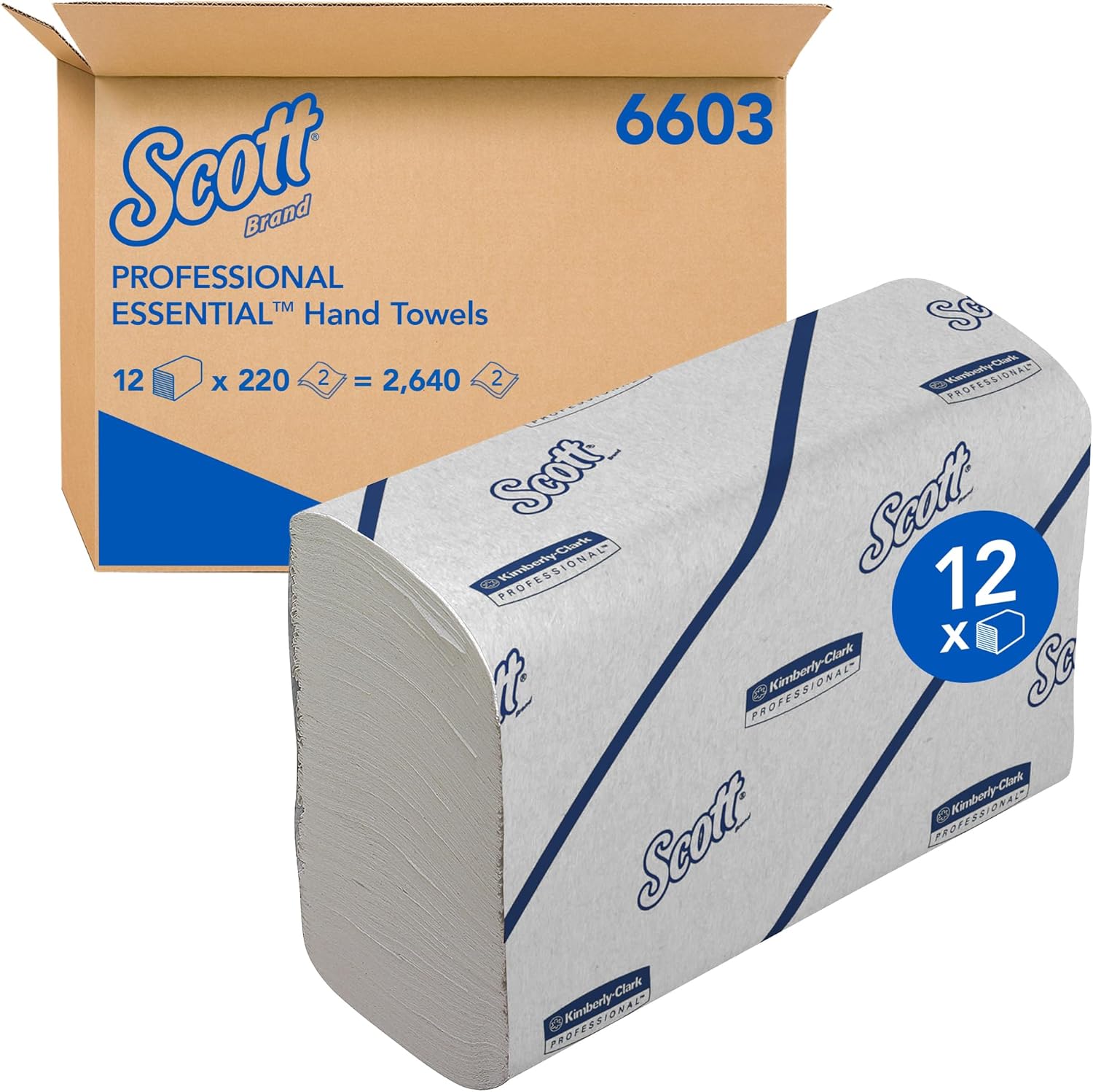 Scott Essential 2 Ply Narrow Fold Paper Hand Towels 2640 Sheets – Soft Absorbent White Multifold Towels