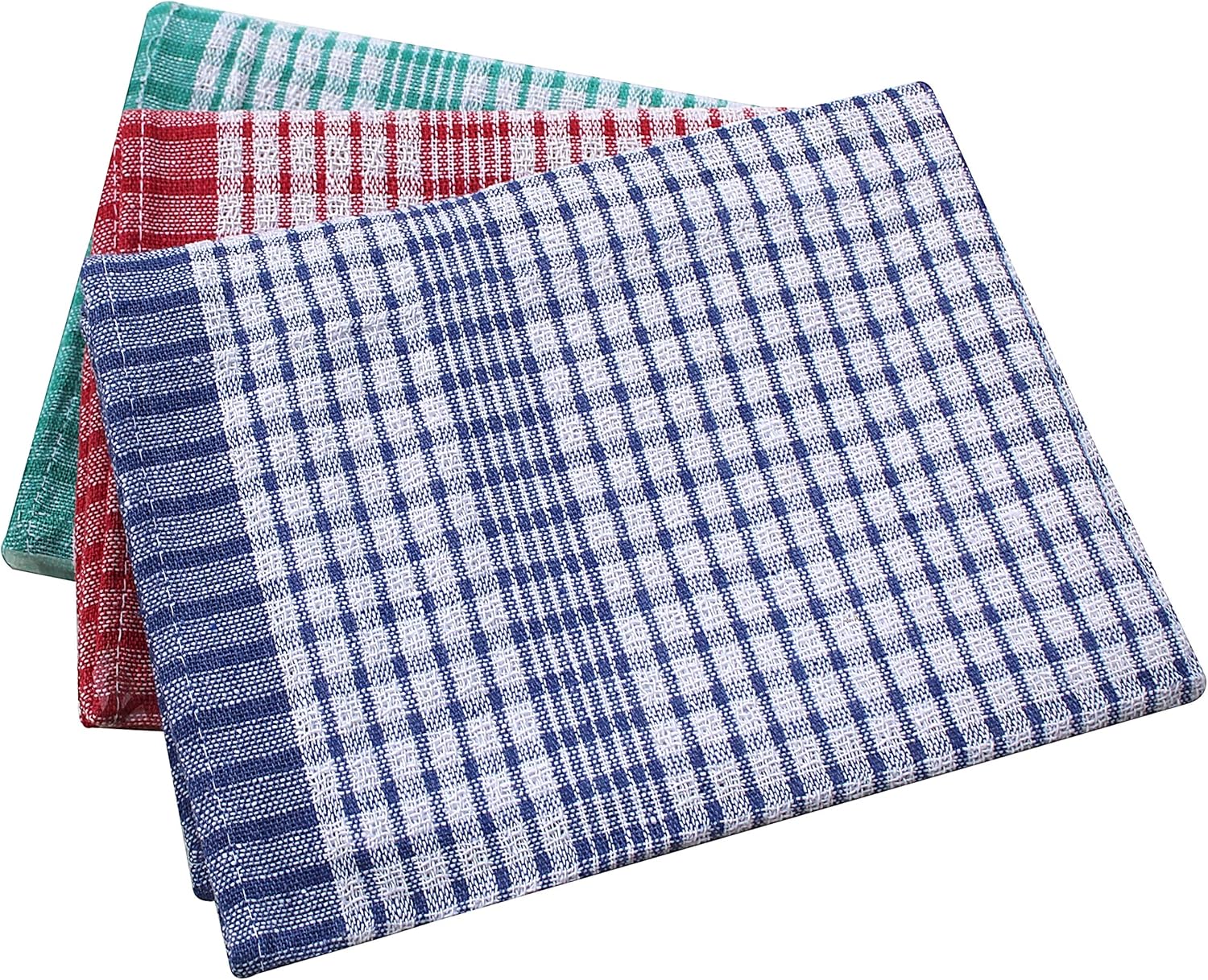 10-Pack Heavy Duty Cotton Kitchen Tea Towels – Checked, Absorbent, Durable, Lint-Free, Professional Grade