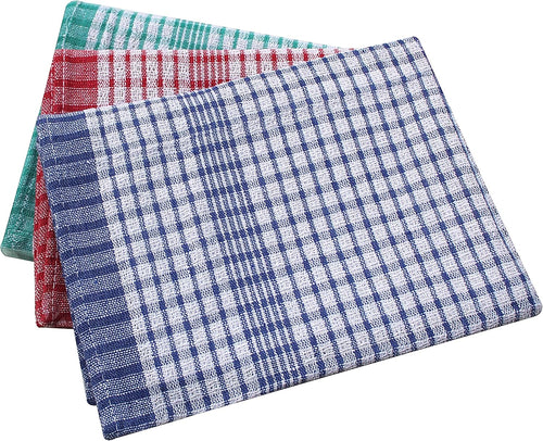 10-Pack Heavy Duty Cotton Kitchen Tea Towels – Checked, Absorbent, Durable, Lint-Free, Professional Grade