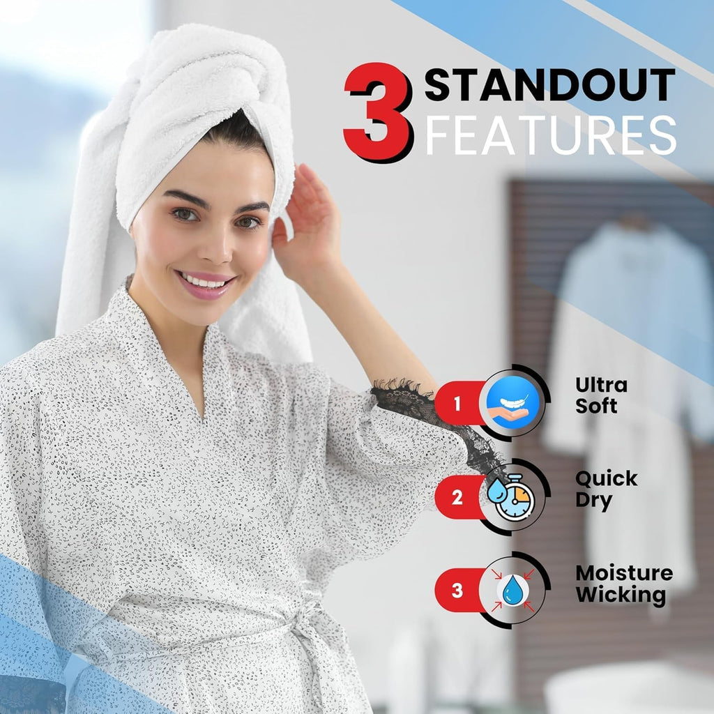 Infinitee Xclusives Bath Towels Set of 2 – 100% Ring-Spun Cotton Soft Absorbent Towels 70x140cm White