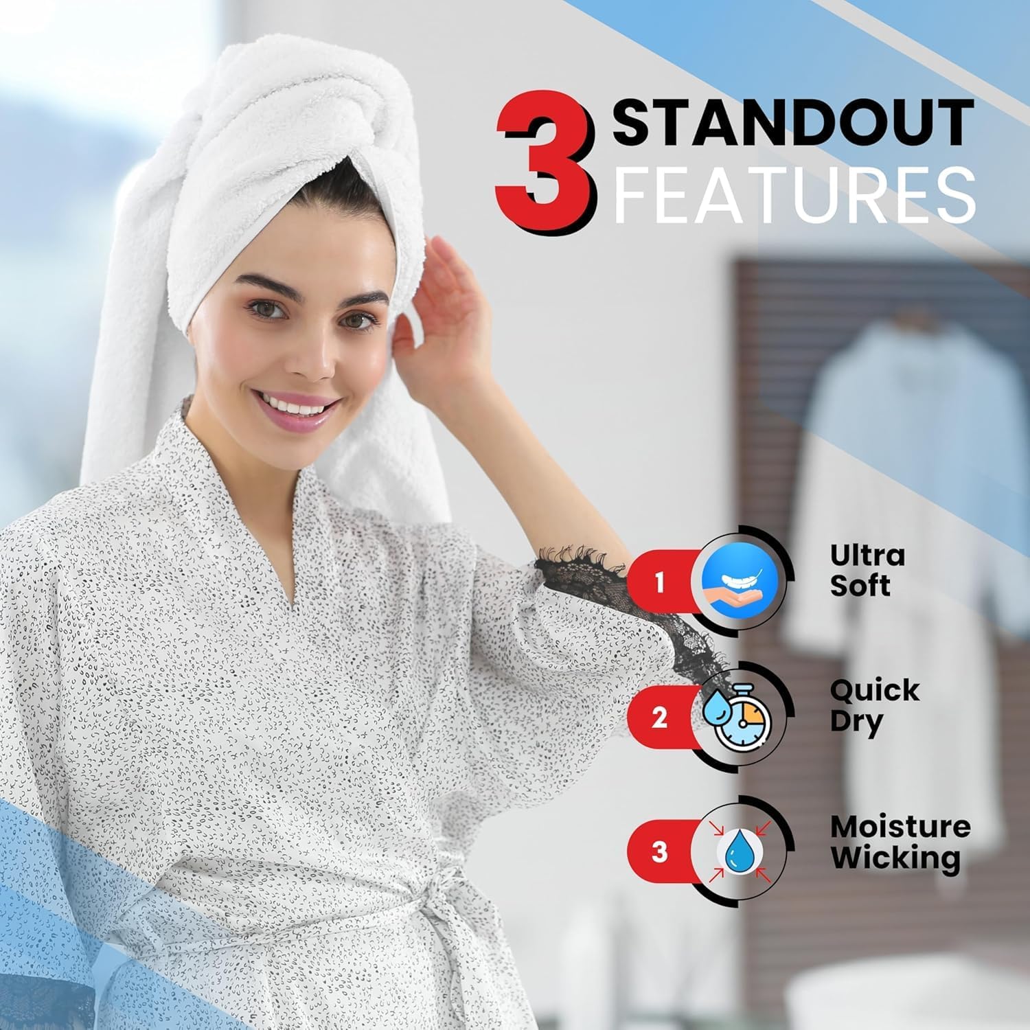 Infinitee Xclusives Bath Towels Set of 2 – 100% Ring-Spun Cotton Soft Absorbent Towels 70x140cm White