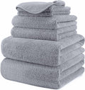 POLYTE 6-Piece Microfibre Bath Towel Set – Plush, Quick Dry, Lint-Free, Grey