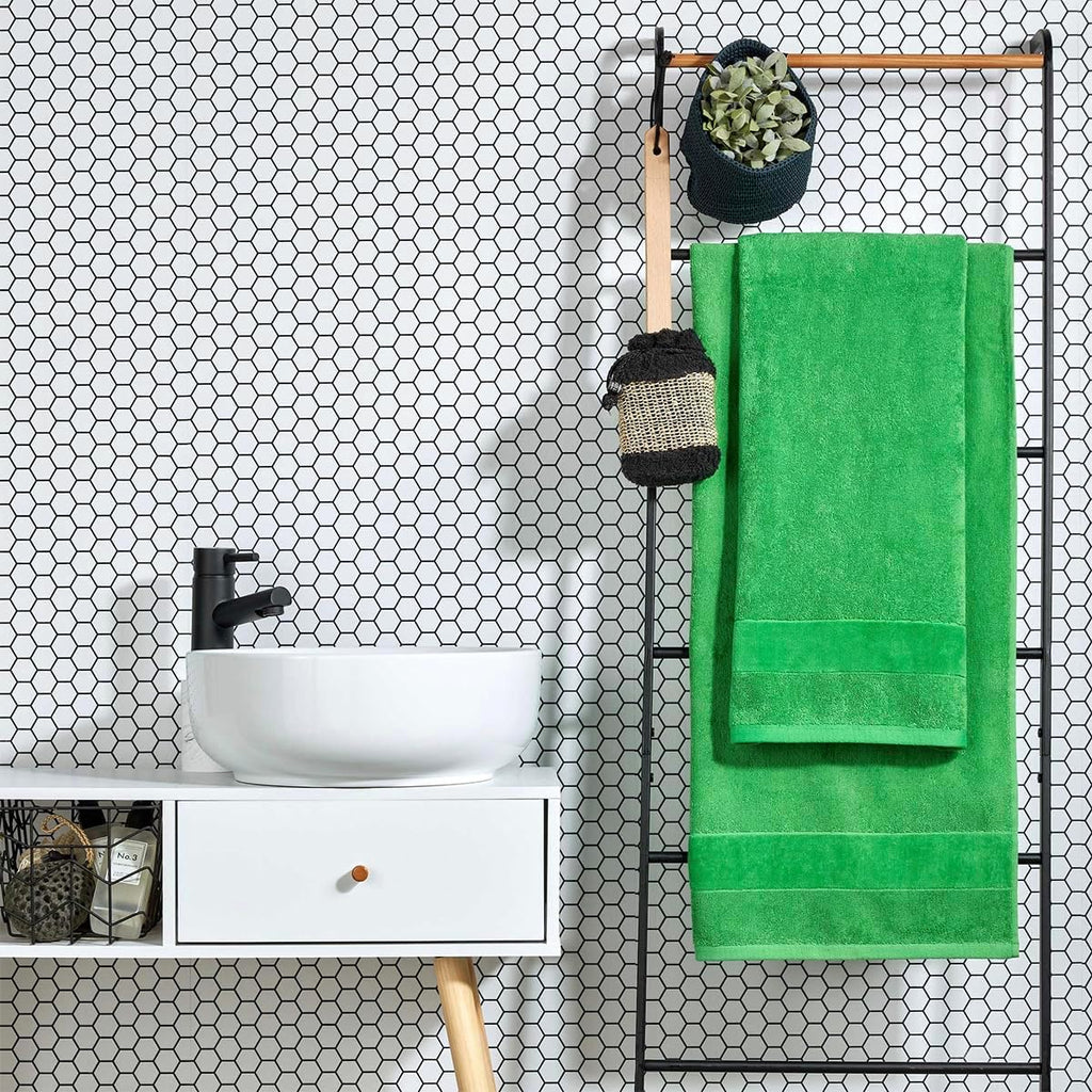 Christy Prism 2-Piece Bath Towel Set – 100% Turkish Cotton, Super Soft, Quick Dry, Absinthe Green