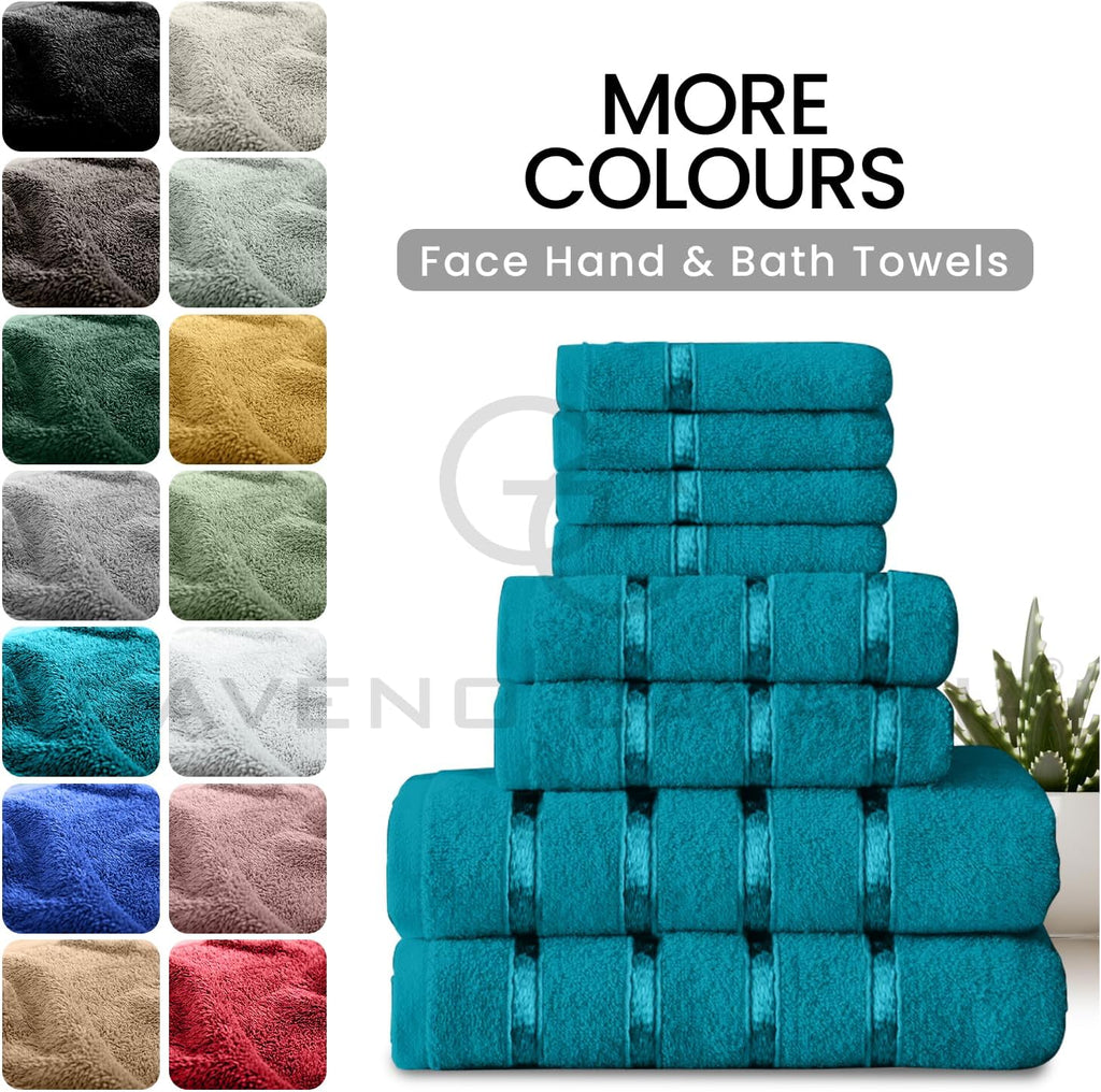GC GAVENO CAVAILIA 8 Piece Cotton Towel Set – Quick Dry Highly Absorbent Teal Bathroom Towels