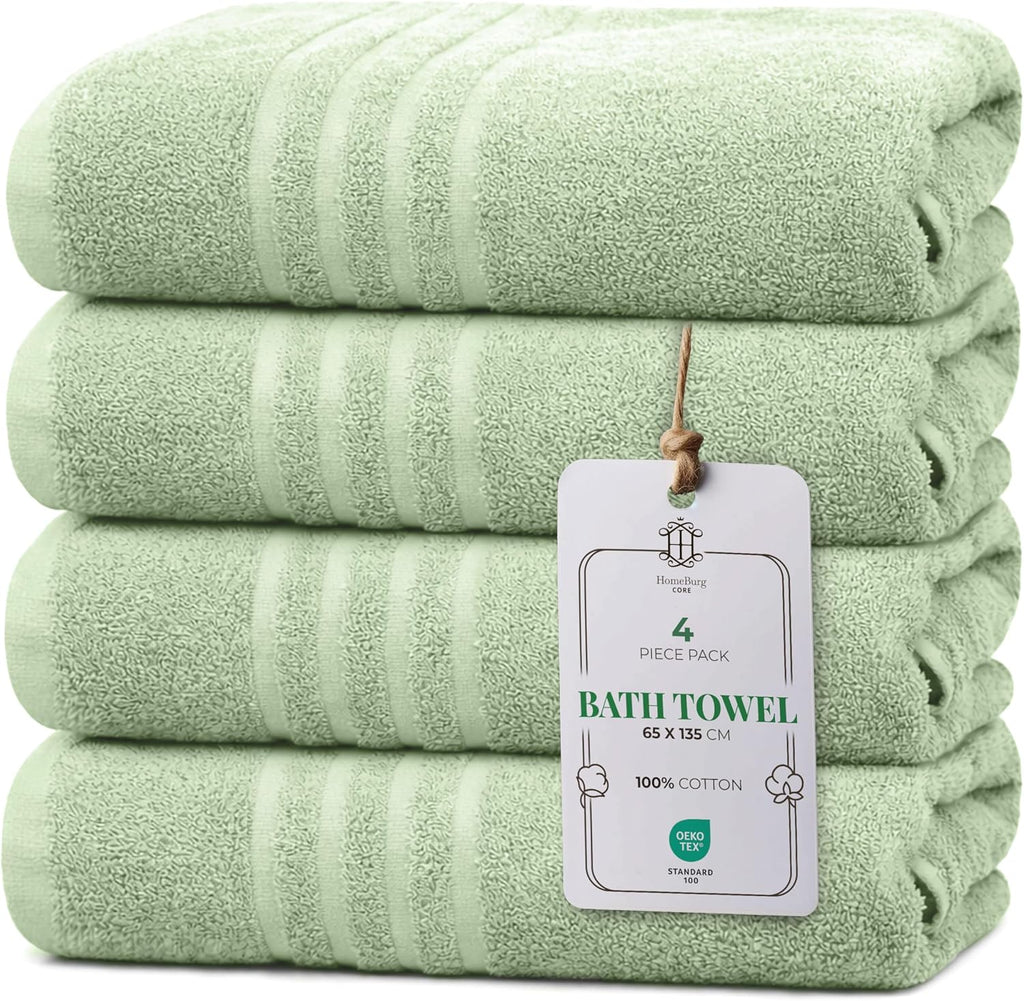 Christy Prism 2-Piece Bath Towel Set – 100% Turkish Cotton, Super Soft, Quick Dry, Absinthe Green