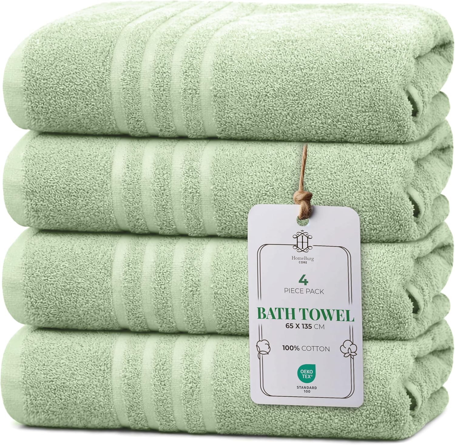Christy Prism 2-Piece Bath Towel Set – 100% Turkish Cotton, Super Soft, Quick Dry, Absinthe Green