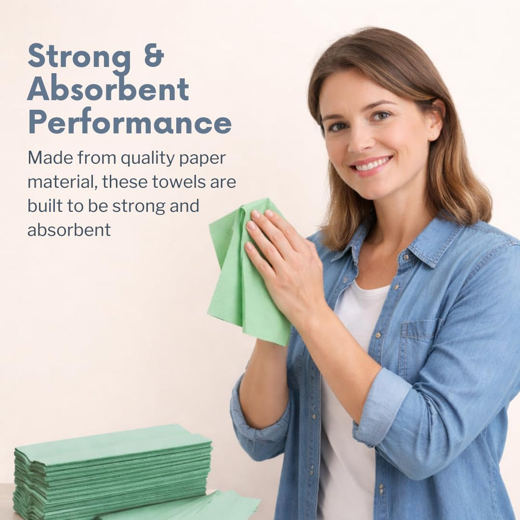 Avern V Fold Interfold Paper Hand Towels 3510 Sheets – Green 1 Ply Soft Strong Disposable Towels