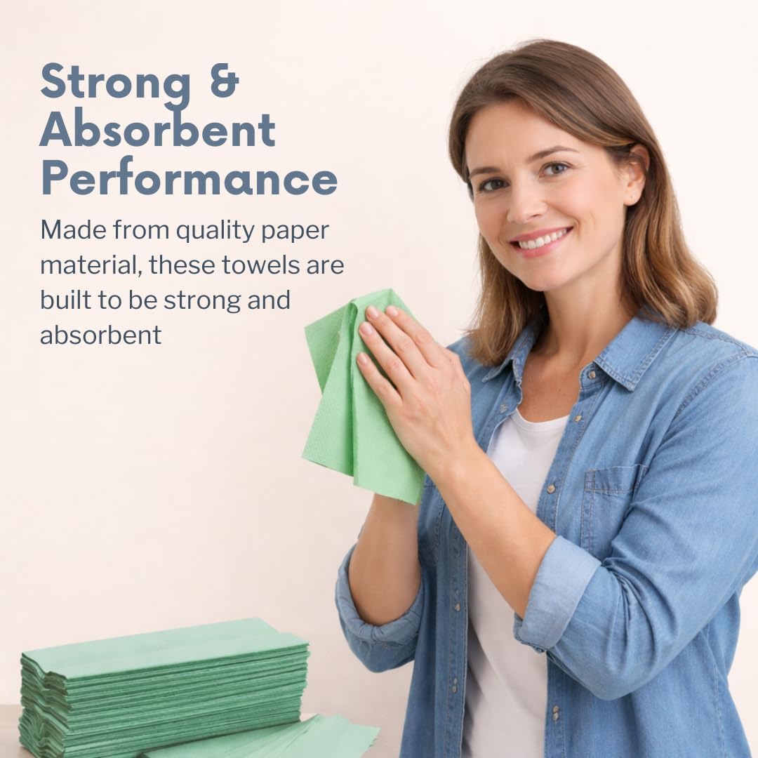 Avern V Fold Interfold Paper Hand Towels 3510 Sheets – Green 1 Ply Soft Strong Disposable Towels